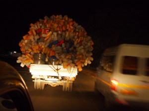 truck laden with bottles